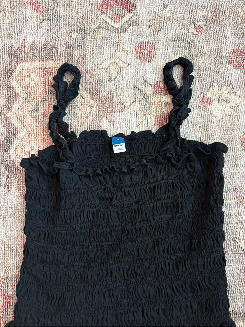 Old Navy Black Smocked Ruffle-Strap Camisole
